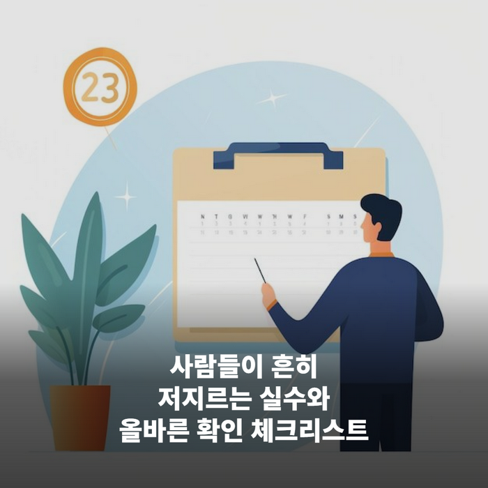 체크리스트를 손에 들고 확인하는 장면, 체크박스가 눈에 보이는 사진