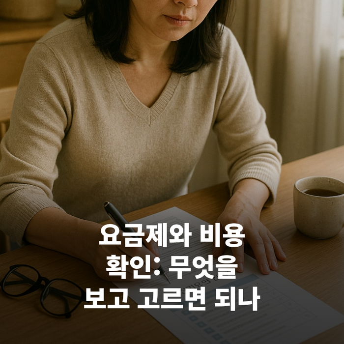 요금제 선택 화면(요금제별 기능 비교 칩·간단 요금표가 보이는 장면)