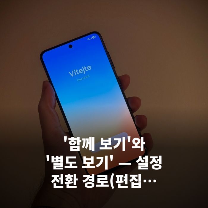 퀵패널 편집 화면(편집 버튼과 함께 보기/별도 보기 옵션이 보이는 가상의 화면)을 가운데에 보여주는 샷