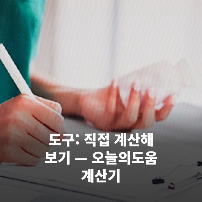 웹브라우저에서 오늘의도움(calc.oneldoum.com) 메인 페이지가 크게 보이는 장면