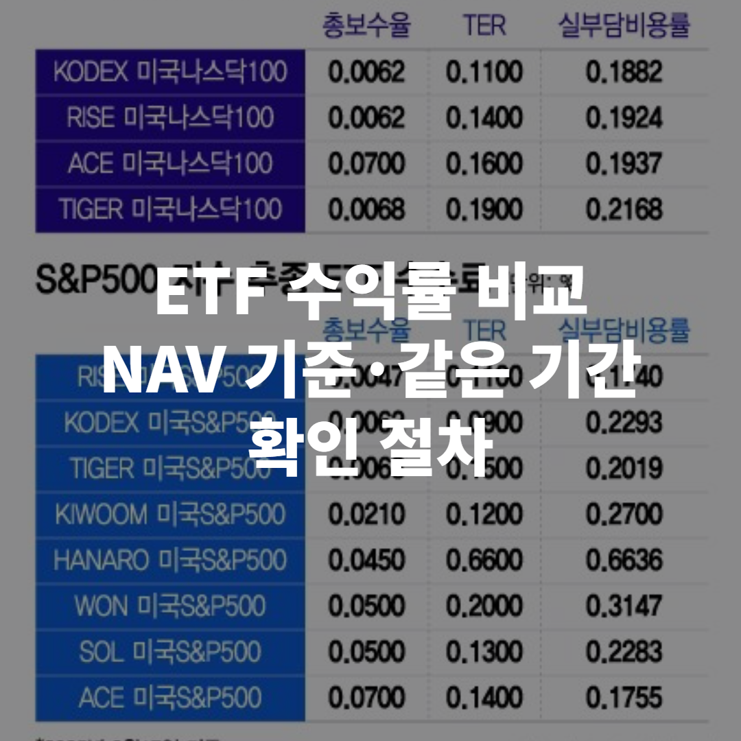 ETF 수익률 비교, NAV 기준·같은 기간으로 보는 확인 절차
