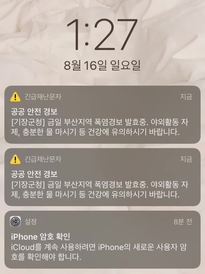 아이폰 설정 > 일반 > 소프트웨어 업데이트 화면에서 현재 iOS 버전이 표시된 모습을 손에 든 아이폰으로 보여 주는 장면
